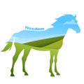 Concept of horse silhouette with text on field