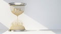 Concept hourglass with text evil and good