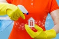Concept of house cleaning services using the Internet