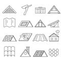 Concept House Roof Construction Thin Line Icon Set. Vector Royalty Free Stock Photo