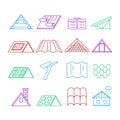 Concept House Roof Construction Thin Line Icon Set. Vector Royalty Free Stock Photo