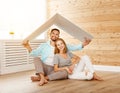 Concept housing a young family. couple in new home Royalty Free Stock Photo