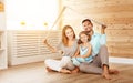Concept housing young family. Mother father and child in new h Royalty Free Stock Photo