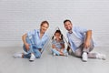 Concept housing young family. Mother father and child in new h Royalty Free Stock Photo