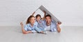 Concept housing young family. Mother father and child in new h Royalty Free Stock Photo