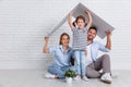 Concept housing young family. Mother father and child in new h Royalty Free Stock Photo