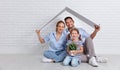 Concept housing young family. Mother father and child in new h Royalty Free Stock Photo