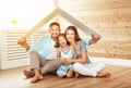 Concept housing young family. Mother father and child in new h Royalty Free Stock Photo