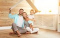 Concept housing young family. Mother father and child in new ho Royalty Free Stock Photo