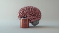 Concept of human brain powered by a battery symbolizing AI