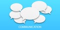 The concept of human communication. Vector illustration of speech bubbles in white on a blue background. Communication between Royalty Free Stock Photo