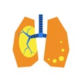 Concept of human lungs anatomy in geometric patchwork style. Graphic composition for advertisement, banner, packaging