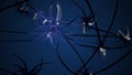3d rendering of super macro close-up view of neurones inside of human brain.