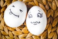 Concept human relationships and emotions eggs - flirtation