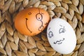 Concept human relationships and emotions eggs - flirtation Royalty Free Stock Photo