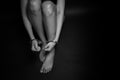 Concept human trafficking,hand girl in shackle Royalty Free Stock Photo