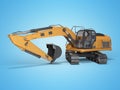 Concept hydraulic excavator with backhoe detailed 3d rendering o