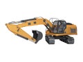 Concept hydraulic excavator with backhoe detailed 3d rendering on white background no shadow