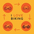 Concept I Love Biking Icons Different Bicycles