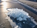 Ice Melt Ensuring Winter Safety on Icy Sidewalks.AI Generated