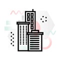 Concept icon of company building with abstract background