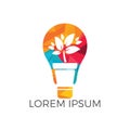 Light bulb and plant in a pot concept logo design. Royalty Free Stock Photo