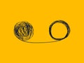 Concept icon showing the unraveling of a tangled line. metaphor for a mentor or coach in problems business