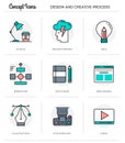 Concept icons,design and creative process, flat thin line design