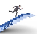 Concept of idea with businessman climbing steps stairs Royalty Free Stock Photo