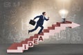 The concept of idea with businessman climbing steps stairs Royalty Free Stock Photo