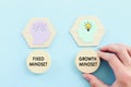 concept idea of choosing the right strategy. Fixed mindset vs Growth mindset Royalty Free Stock Photo