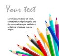 Concept idea with colorful vector pencils as corner frame Royalty Free Stock Photo
