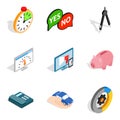 Concept idea icons set, isometric style Royalty Free Stock Photo