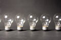Concept of ideas with series of light bulbs