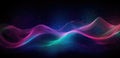 Abstract shiny wave background in purple, pink and blue lights. Digital luxury sparkling wave particles, background streams,