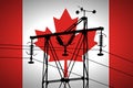 Concept Illustration With Canadian Flag in the Background And old power line Silhouette in the foreground symbol for the upcoming