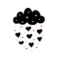 Concept illustration of the cloud with falling hearts