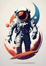 Astronaut Exploration: Concept Illustration of an Alien Planet Royalty Free Stock Photo