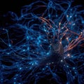 Fictional glowing brain background with a network of neural connections. Neural activity. Generative AI