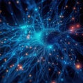 Fictional glowing brain background with a network of neural connections. Neural activity. Generative AI