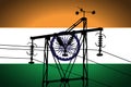 Concept Illustration With Indian Flag in the Background And old power line Silhouette in the foreground symbol for the upcoming