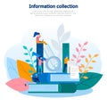 Concept illustration of knowledge and information collection, online training, Internet studying, online book, tutorials, data ana