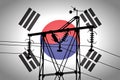 Concept Illustration With Korean Flag in the Background And old power line Silhouette in the foreground symbol for the upcoming