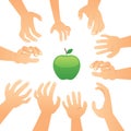 Hands Reaching To Apple Royalty Free Stock Photo