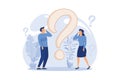 concept illustration of people frequently asked questions around question marks, Royalty Free Stock Photo