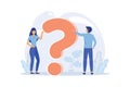 concept illustration of people frequently asked questions around question marks, Royalty Free Stock Photo