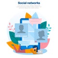 Concept illustration of social networks, internet communication, socialization online, online service, online, web, mobile applica