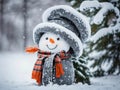Image of Adorable Frosty Snowman with Carrot Nose .AI Generated