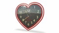 Concept image - Alarm clock with every hour set on love 3d-illustration3d-rendering