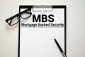 Concept image of Business Acronym MBS as Mortgage Backed Security Royalty Free Stock Photo